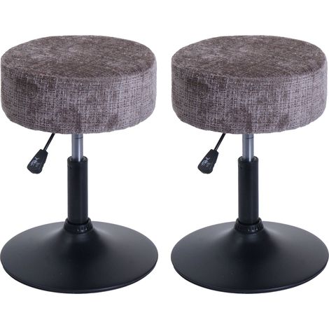Lot de 2 tabourets réglables pivotants 360° tissu chenille marron Ø37 cm base acier 040009943