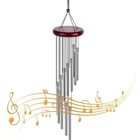 Carillons Éoliens Carillons de Vent Extérieurs Tube en Aluminium en Bois Massif Carillon Éoliens Nature Mélodieux Carillon à Vent Musical pour Jardin Patio Porche Balcon Décor Maison Intérieur Cadeau (1/5)
