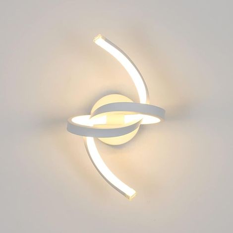 Applique Murale LED Interieur Moderne Blanc, 16W Lampe de Murale Design Courbe en Acryliquel pour Chambre, Salon, Hôtel, Escalier, Allée, 3000K Blanc Chaud (1/4)