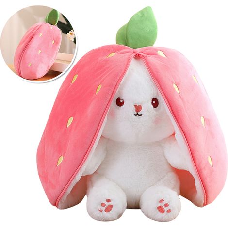 Peluche enfant adorable, motif dessin animé, douce et confortable, oreiller en peluche pour la chambre, fraise, 35 cm / 14 pouces (1/5)