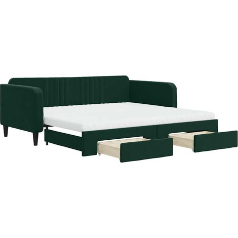 Maison Exclusive - Divano Letto Estraibile Cassetti Verde Scuro 100x200cm Velluto