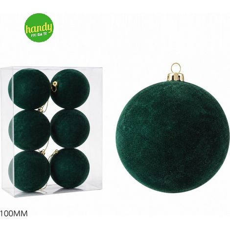 Set 6 Palle di Natale General Trade Verde in Velluto Ø100 mm Lisce