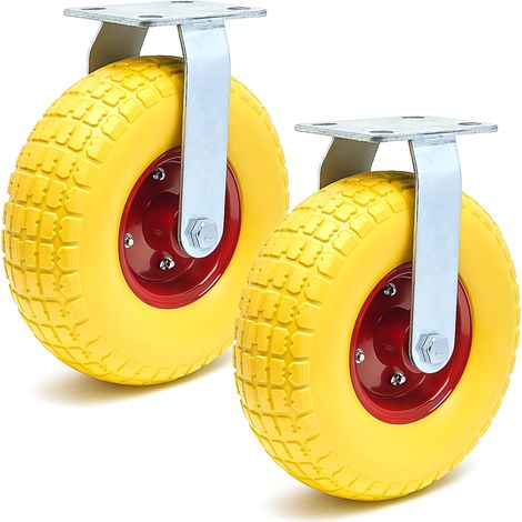 Set de 2 ruedas fijas amarillas llantas metálicas 258 x 78 mm antipinchazos máx. 150 kg por rueda (1/5)