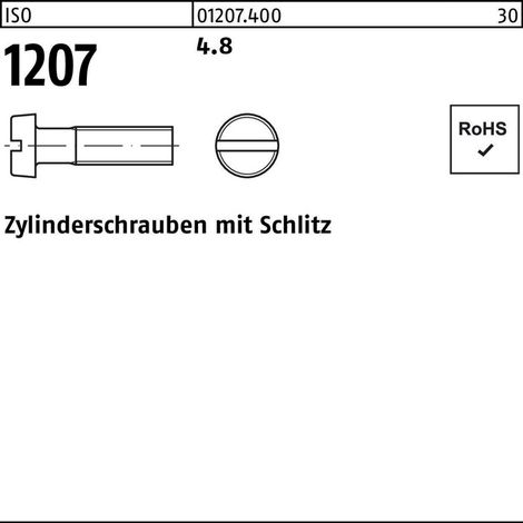 ISO 1207 Zylinderkopfschraube M2,5x25 Stahl 4.8 blank Schlitz 2000 Stk (1/2)