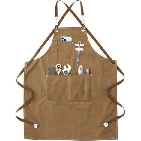 Tablier de Soudure-Tablier de Travail avec Poches, Sangle Croisée Réglable au dos pour Hommes et Femmes, Parfait pour le Jardin, la Cuisine, le Garage 78 57cm (1/5)