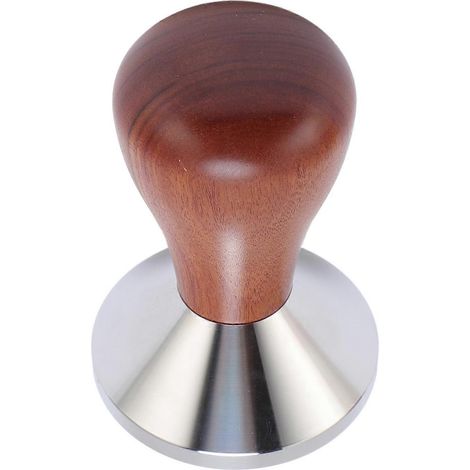 Kaffeestampfer mit ergonomischem Holzgriff, leicht zu reinigen, Gewindesockel aus Edelstahl 304, Kaffeepulverbehälter