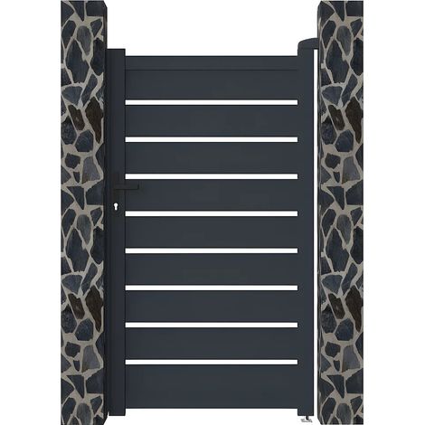 Portillon battant aluminium ajouré L103 x H180 cm anthracite - PRIMO (1/5)