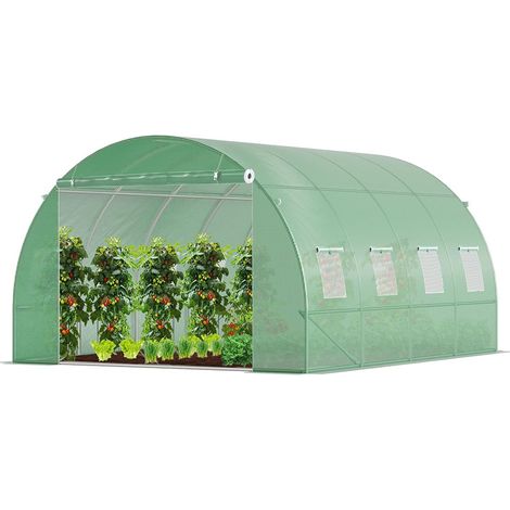 Serre de Jardin Tunnel 12m2 en Acier galvanisé Serre de Jardin Maraichère Verte Idéale pour Faire Pousser et protéger Vos Plantes en Toutes Saisons (1/5)