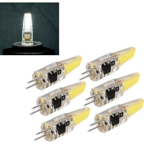 6 Ampoules LED G4 6W 500LM COB en Gel de Silicone, Économie d'Énergie, Blanc Froid 220V pour Plafonnier, Applique, Lampe de Table