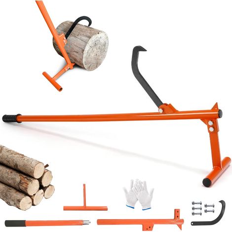 Levier d'abattage 130cm, levier d'abattage avec crochet pivotant  Levier à bois,ouverture max 32 cm,levier à grume forgé avec crochet pivotant et poignée antidérapante,levier pour l'abattage (1/5)