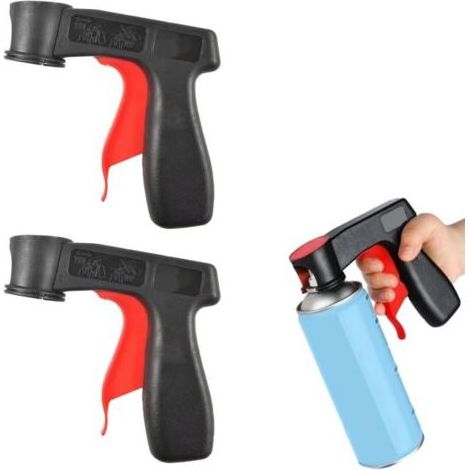 Lot de 2 poignées de pistolet à peinture, avec poignée, support de bombe de pulvérisation, support de bombe de pulvérisation, pour bricolage (noir et rouge) (1/5)