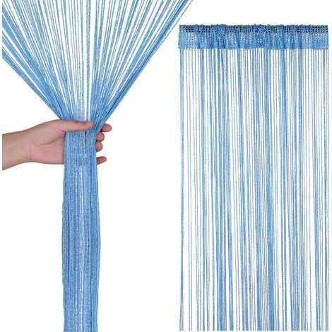Bleu 200cm x 100cm Paillette Corde Rideaux Fly Écran Pièce Diviseur Frange Panneau Gland Rideau pour Porte,Windows,Portes,Maison Décoration,Événement Décoration (1/4)