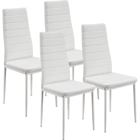 Sedia da pranzo Loja   Bianco  4  Comode sedie per la sala da pranzo in morbida similpelle (1/2)