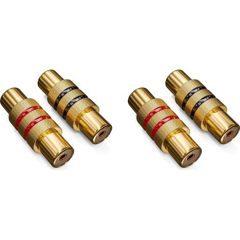 4 pezzi accoppiatore RCA - adattatore audio video nero e rosso - connettore RCA femmina