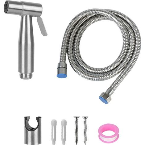 Douchette WC - Pulvérisateur Bidet Acier Inoxydable 304 - Support Mural Inclus - Compatible Tuyau 1/2 Pouces - Pour Toilettes et Salle de Bain - Lot de 1 (1/5)