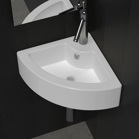 vidaXL Lavabo avec trou de trop-plein 45x32x12,5 cm Blanc (1/5)