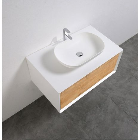 Lavabo da appoggio in marmoresina PALIO 54 x 34 cm bianco opaco (1/5)