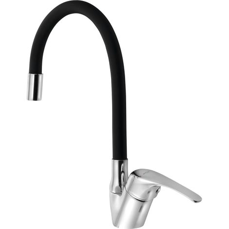 KASIOPEA 35 Mitigeur d'évier sur socle, bec flexible, chrome/noir mat (1/3)