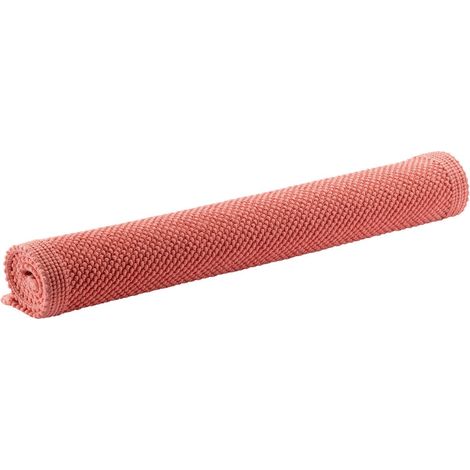 Tapis de Bain Uni en Coton Jacquard Doux et Résistant Coloris Corail 54 x 64 cm - PANGIVO (1/3)