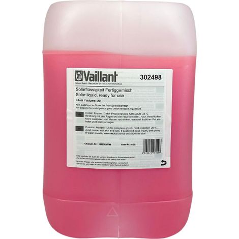 Vaillant Hochleistungs-Solarflüssigkeit Fertiggemisch 20 L mit Frostschutz bis -28 °C (1/5)