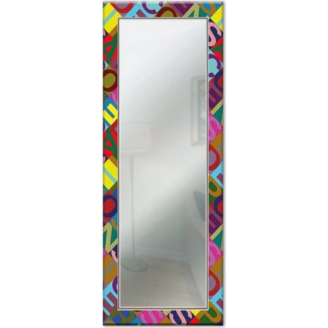 Lupia - Specchio da Parete Lungo MIRROR FANTASY LETTERS BLACK 44X127 cm, Design Moderno, Cornice in Legno Stampata, Ideale per Camera da Letto e Soggiorno, Legno Letters Color (1/4)