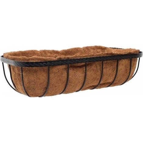 Smart Garden 60cm 24 Inch Saxon Metal Wall Trough Basket Black Planter Liner
