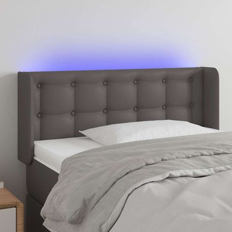vidaXL Cabecero con LED cuero sintético gris 83x16x78/88 cm (1/5)