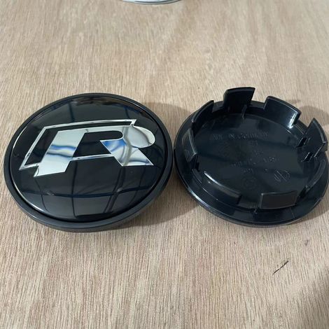 Cache moyeu de roue compatible Volkswagen VW avec logo R, enjoliveur central jante 65 mm, badge centre roue pour Golf, Passat, Touran, 4 pièces (1/2)
