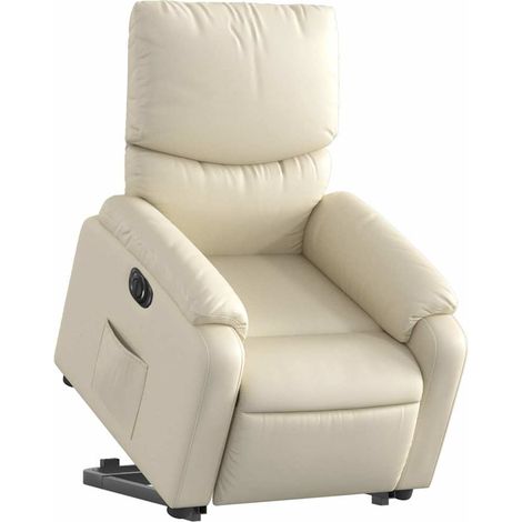 vidaXL Poltrona Alzapersona Reclinabile Crema in Similpelle (1/5)