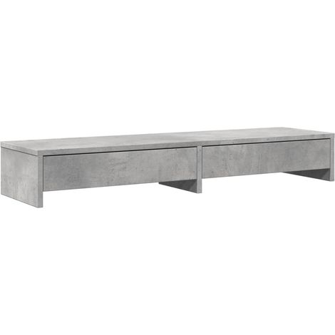Mesa de escritorio con soporte para monitor y cajones de madera de ingeniería gris 020044941