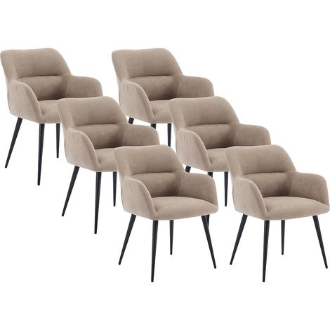 Lotto di 6 sedie Con braccioli Tessuto e metallo Beige - HEKA (1/5)