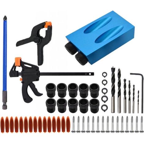 14PCS Gabarit de Trou de Poche, 15° Guide de Menuiserie Positionneur de Trou Oblique, Localisateur de Trou Oblique d'Alliage d'Aluminium avec Adaptateur pour Trou de 6/8/ 10mm (1/5)