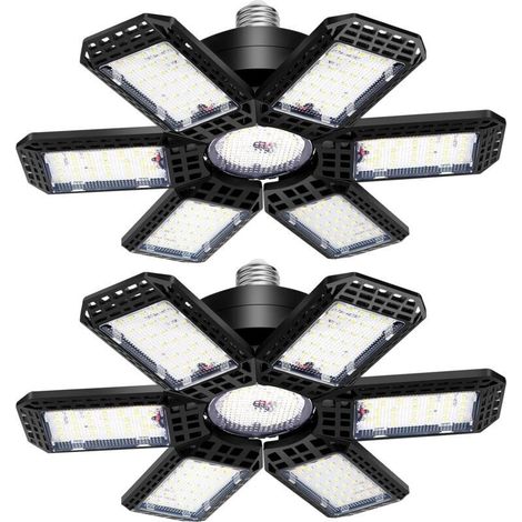 LED Garage Light 2 Pack , 45W 4500LM LED Shop Lights, LED Garage Ceiling Lights with 6+1 Adjustable Panels for Basement, Barn, Warehouse, Attic, Garage Lighting Support E26/E27 Socket (1/4)