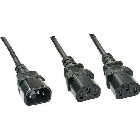 Cable de extensión Lindy de 1 m, conector C14 a 2 conectores IEC C13, 30363 (1/2)