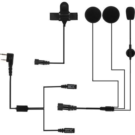 Motorrad-Headset mit 2-poligem PTT-Mikrofon, schwarz, für Kenwood-Funkgeräte (1/5)