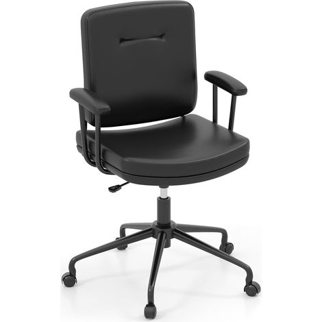 COSTWAY Home Office Chair Small Desk Chair w/Adjustable Height & Wheels-Black (1/5)