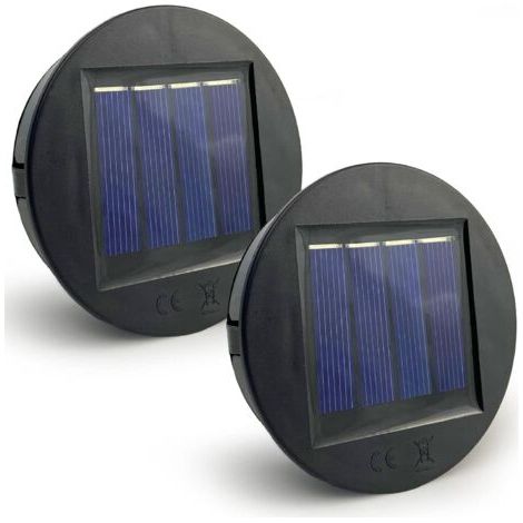 Lot de 2 Lampes Solaires de Rechange de 8 cm de Diamètre, avec LED Claires Remplacement de Couvercles Solaires, Étanche IP65 Couvercle Led Solaire pour Lampes Solaires de Jardin et Bri (1/5)