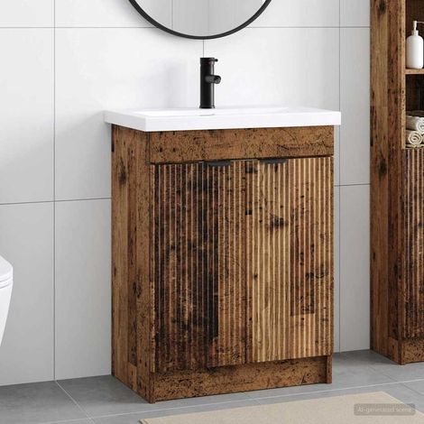 vidaXL Badezimmermöbel-Set Altholz 78,5 x 37,5 x 81 cm Holzwerkstoff (1/5)