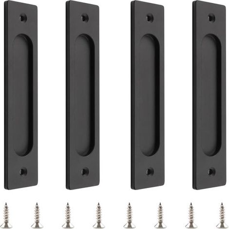 Rechteckiger Schiebetürgriff 18 cm lang 4 flache schwarze Aluminiumgriffe ungestempelt geeignet für Türen Schränke und Schiebefenster von (1/5)