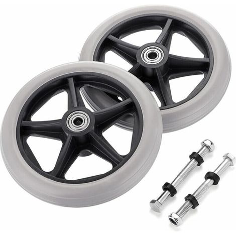 2 Stück 6 Zoll Ersatz-Gummirad für Rollstuhl-Vorderräder, Rollator, Gehhilfe, rutschfeste Ersatzrollen, Ersatzräder, Zubehör für Rollstuhl
