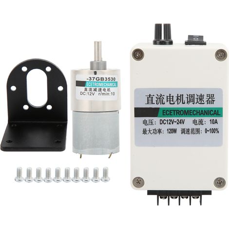 Moteur à courant continu 12V XD-37GB3530, couple élevé, faible vitesse, aimant permanent, 10 tr/min, avec support et régulateur de vitesse (1/5)