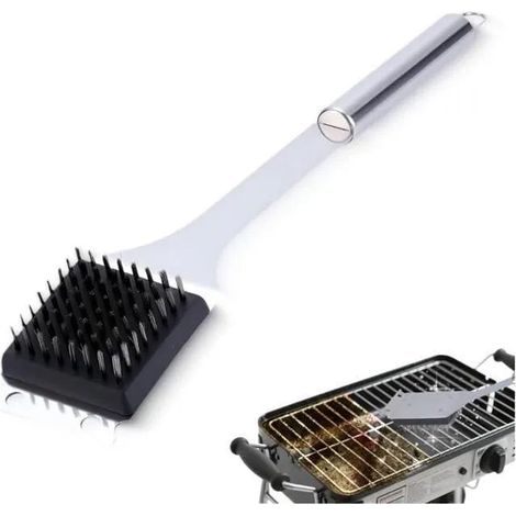 Brosse Barbecue, Ustensiles Barbecue, Brosse Nettoyage 2 in 1 Multifonctionnelle Brosse Metallique Grille Barbecue(Petites)35 CM. (1/5)