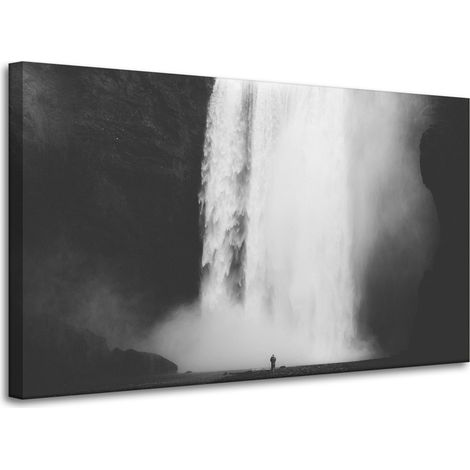Lienzo impreso Cascada en blanco y negro 100x60 cm