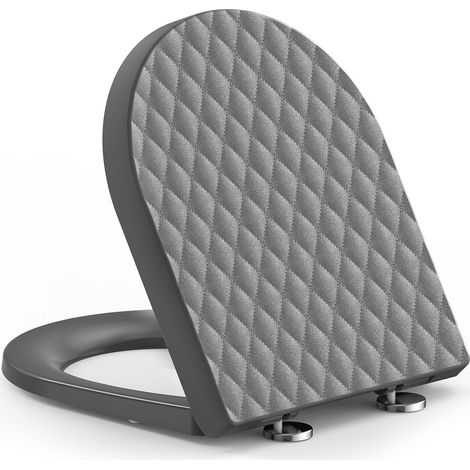 Abattant WC Forme D Fermeture Douce Relief losange 3D Gris (1/5)