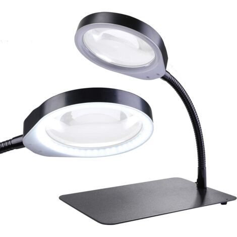 Lampe Loupe, Grossissement 10X Loupe de Table Daylight Flexible loupe de Bureau pour Travaux, Réparation, Montre, Cosmétologie (Noir, 10X)dengyank (1/5)