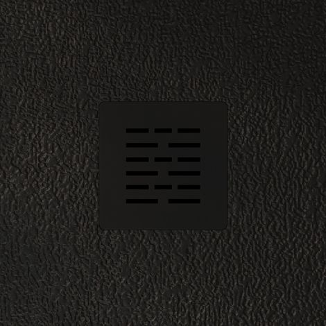 Receveur de douche 110x120 cm extra plat en résine minérale CENTRO surface ardoisée noir Grille noire