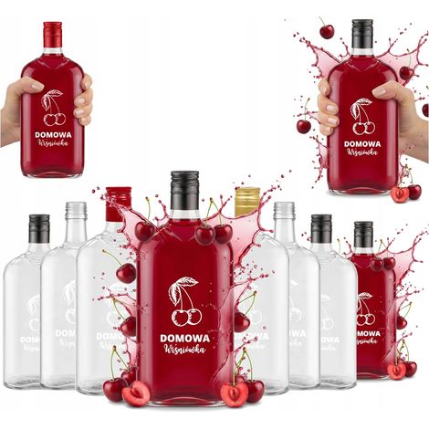 10 botellas clásicas de 500 ml con estampado de brandy de cereza casero para vino, boda o zumo (10 unidades). (1/5)