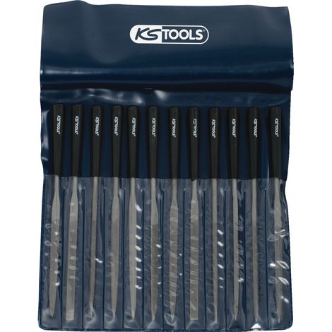 Ks Tools – Jeu de 12 limes aiguilles 145mm en acier spécial – Pour mécanique de précision – Poignées confortables – Étui inclus