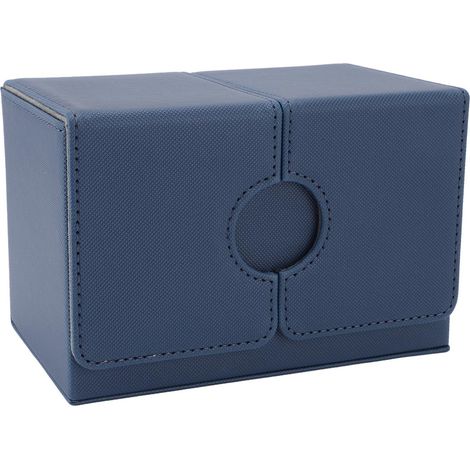 Boîte de jeu de cartes avec plateau à dés, étui de rangement magnétique en cuir PU pour 200 cartes pour le commerce CCG à collectionner bleu foncé (1/5)