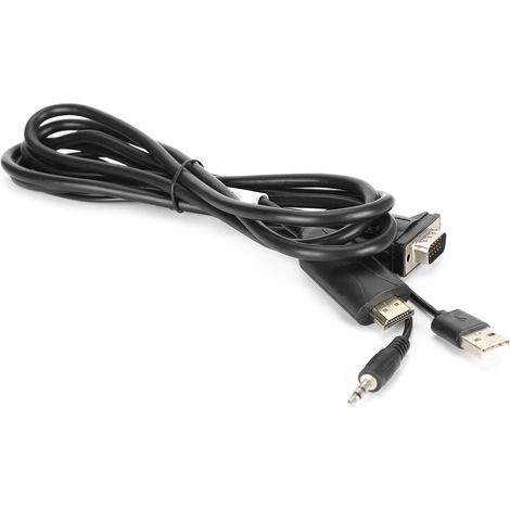 Câble adaptateur VGA vers HDMI 1,8 m avec audio et USB, qualité Haute Définition 1080P, modèle D14 (1/5)